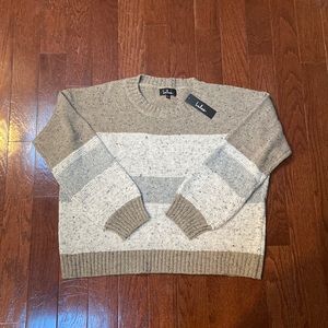 Lulus Brown, Cream, Grey striped Sweater